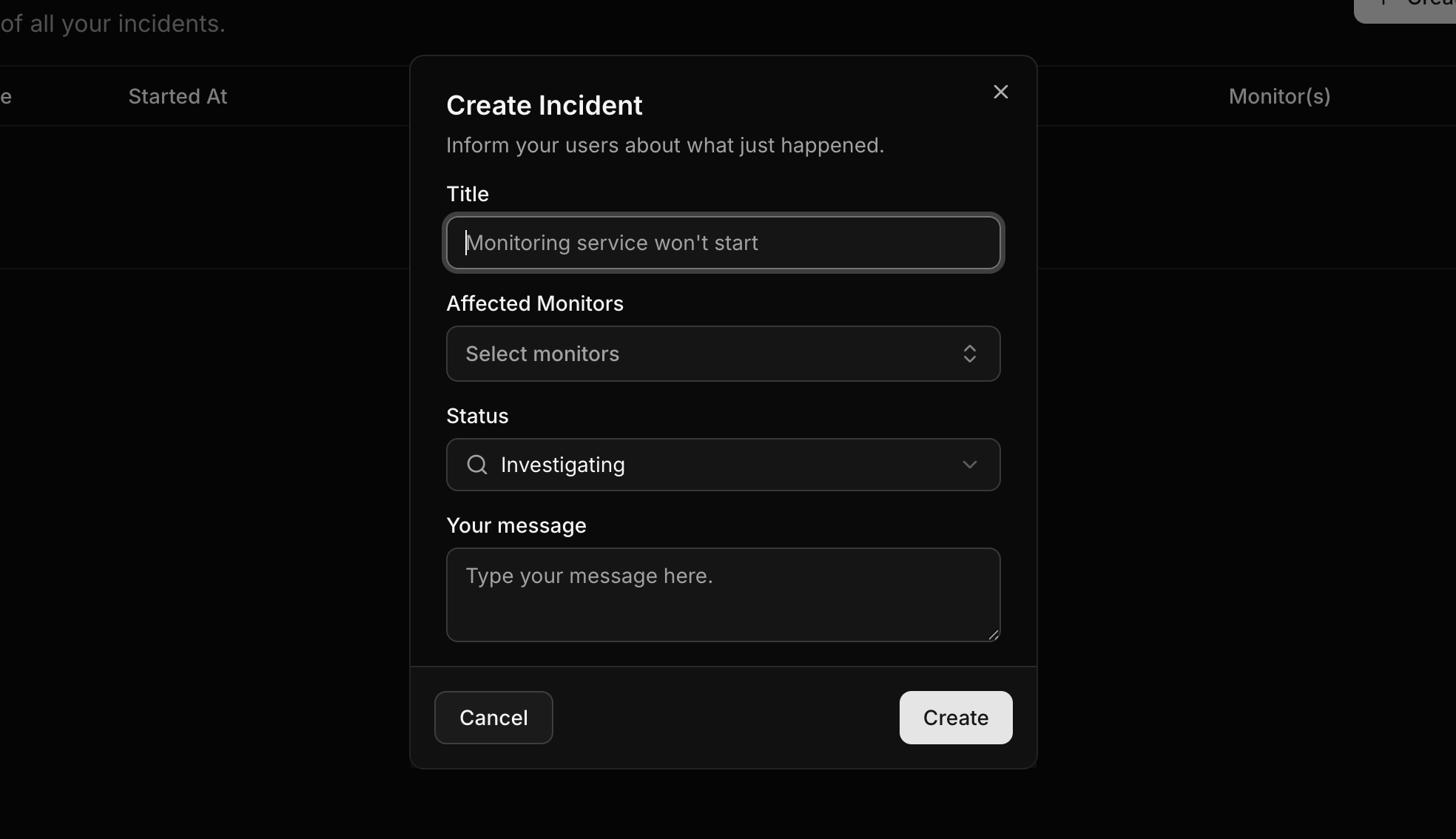 Create Incident